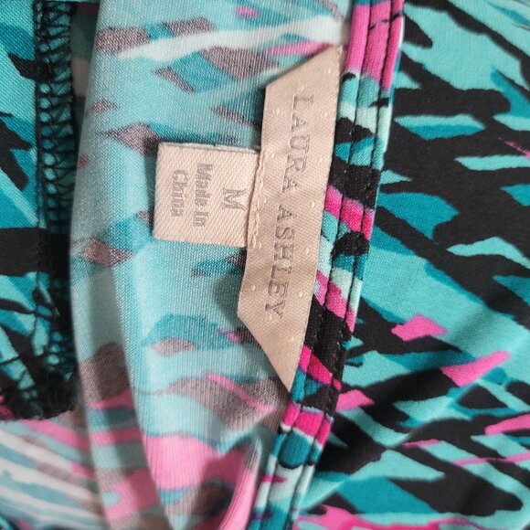 Laura Ashley Womens Multicolor Geometric Print Short Sleeve Top M - Picture 5 of 7